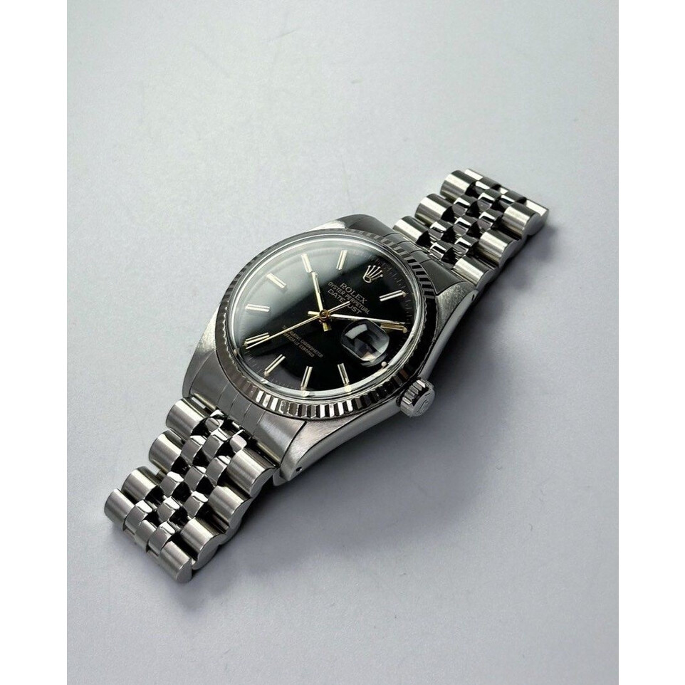 (SOLD!!) 36mm • 1982 Rolex DateJust 16014 Black Dial White Gold Bezel